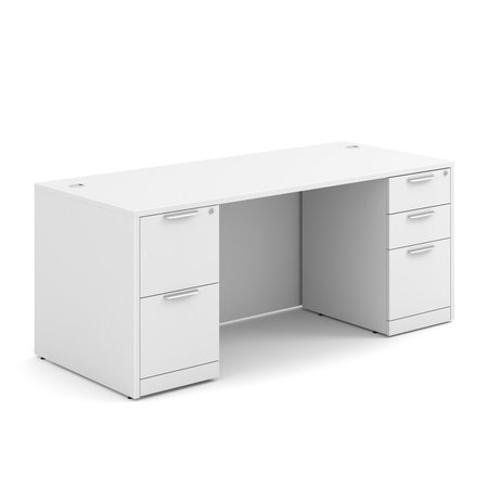 OFFICESOURCE OS Laminate Collection Double Full Pedestal Desk - 71'' x 30'' DBLFDPL105WH